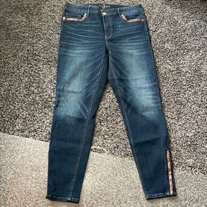 White House Black Market Dark Blue Jeans with Copper Details